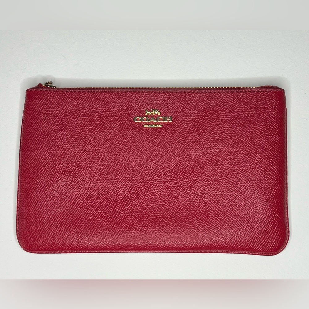Coach Scarlet Pink Leather Wristlet Wallet